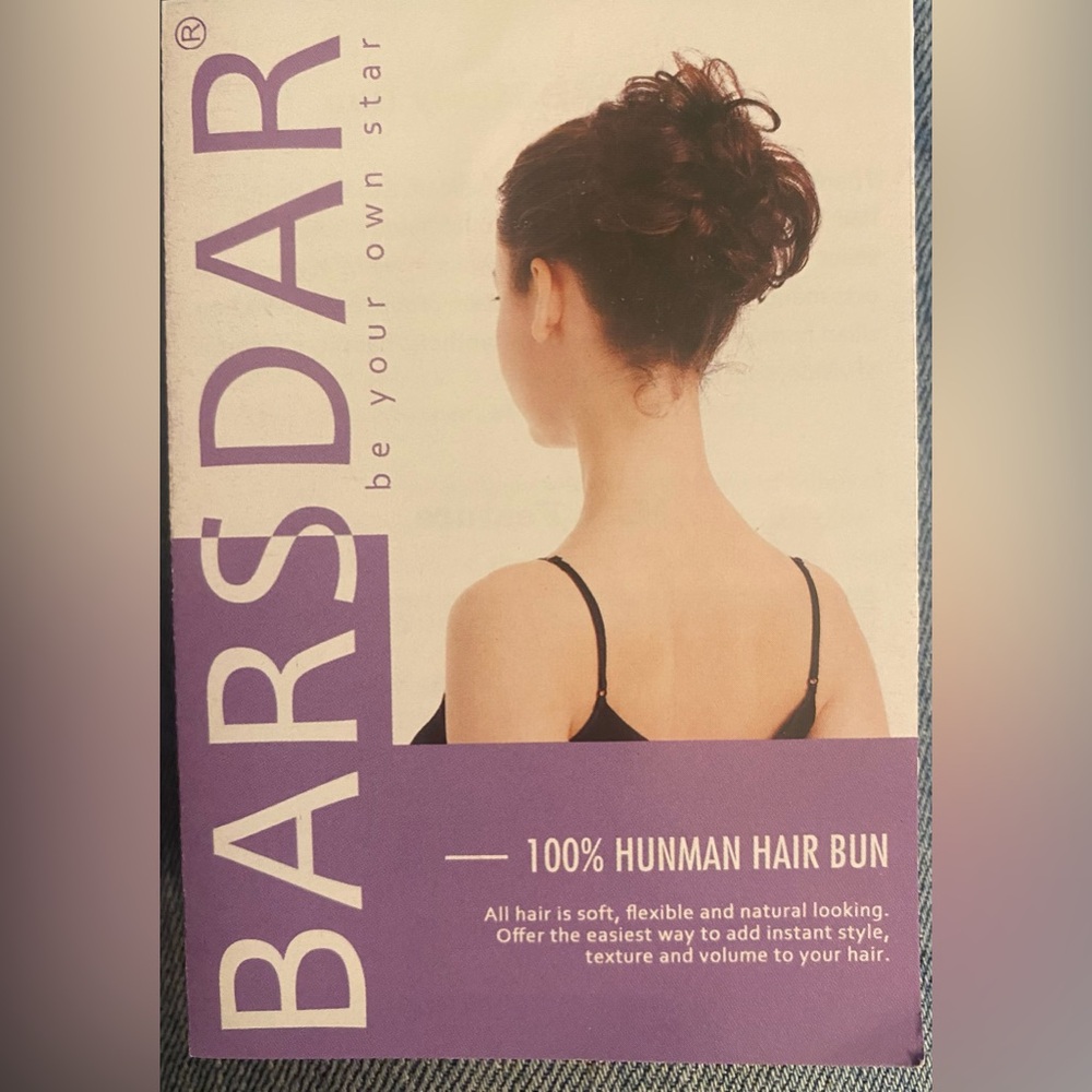 Medium chestnut brown human hair messy bun. NWOT in original box